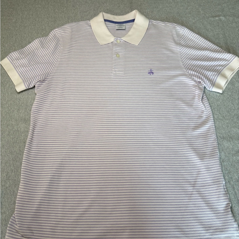 Brooks Brothers Purple and White Striped Polo Shirt